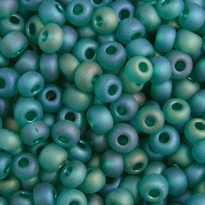 Czech Seed Beads - 6/0 - Matte Dark Green AB (22g)