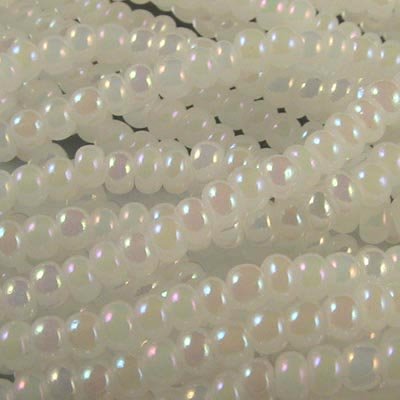 Czech Seed Beads - 10/0 - Opaque White Pearl AB (hank)