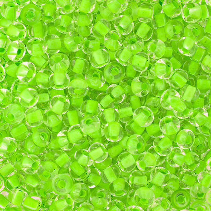 Czech Seed Beads - 6/0 - Crystal Colour-lined Neon Green (20g)