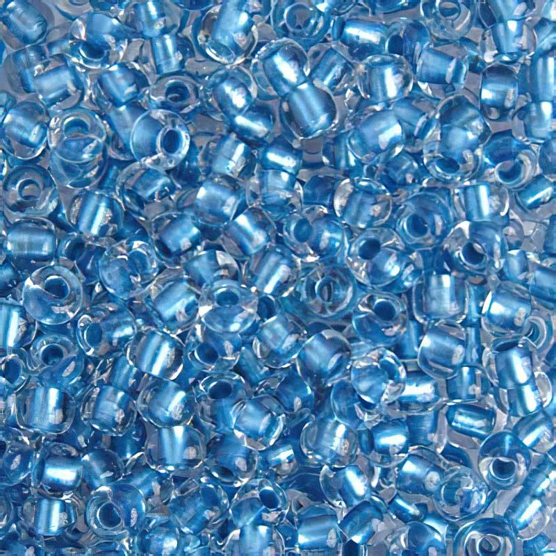 Czech Seed Beads - 6/0 - Colour lined Crystal/Blue Metallic (20g)