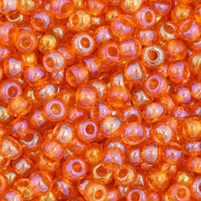 Czech Seed Beads - 11/0 - Transparent Mandarin Orange AB (23g)