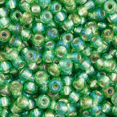 Czech Seed Beads - 11/0 - Silver Lined Green Rainbow (23g)