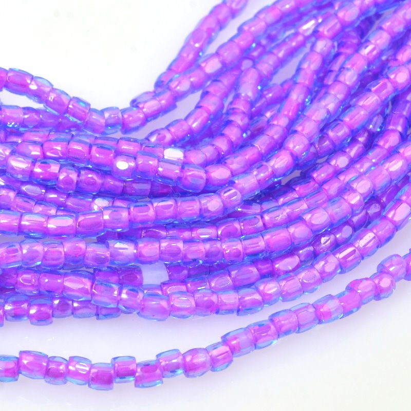 Czech Cut Seedbeads - 9/0 - Colour Lined Sapphire/Fuchsia (hank)