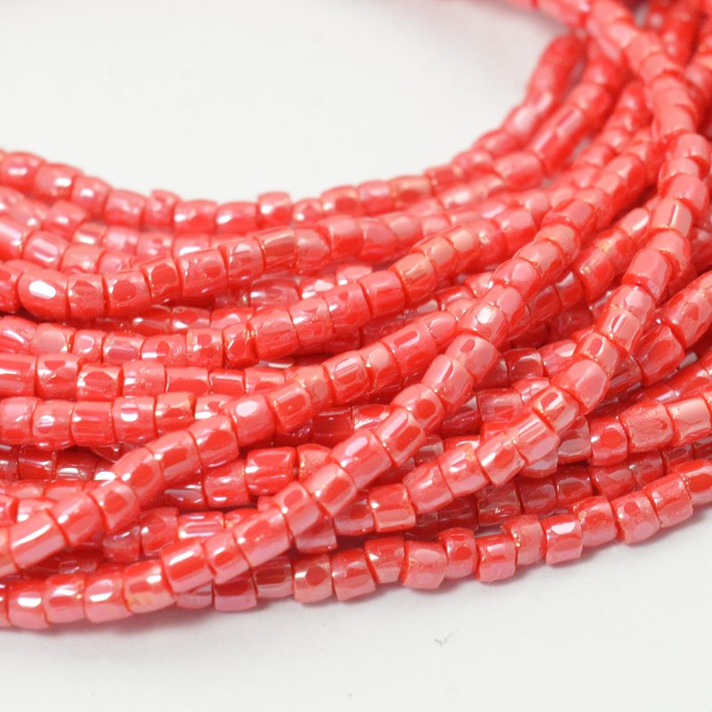 Czech Cut Seedbeads - 9/0 - Opaque Light Red Luster (hank)