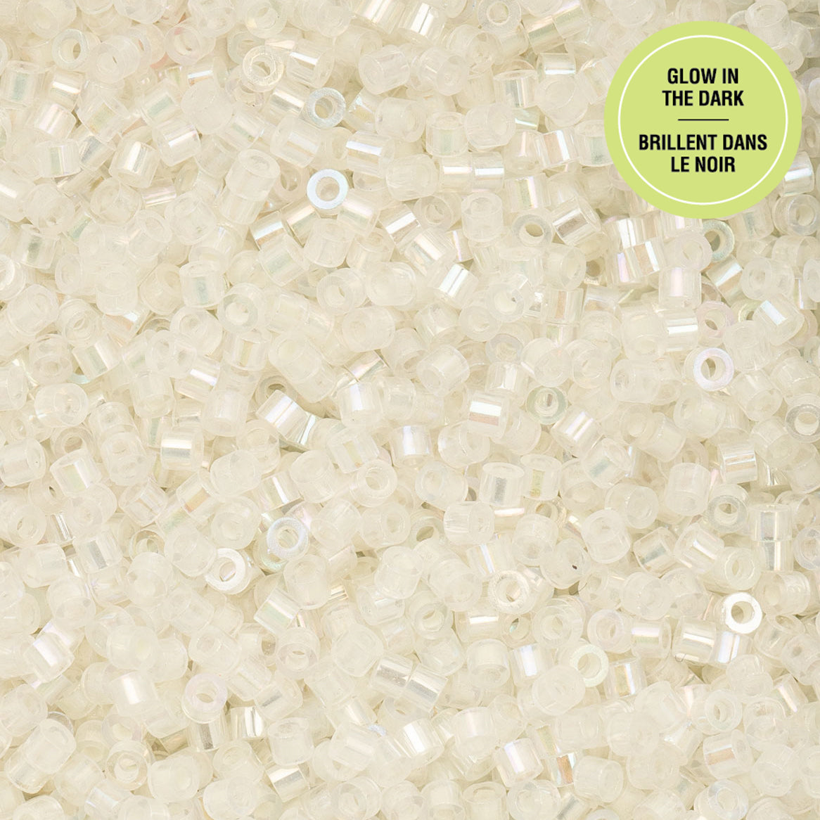 Cylin Bead - 11/0 - Glow in Dark AB - White to Green (25g)