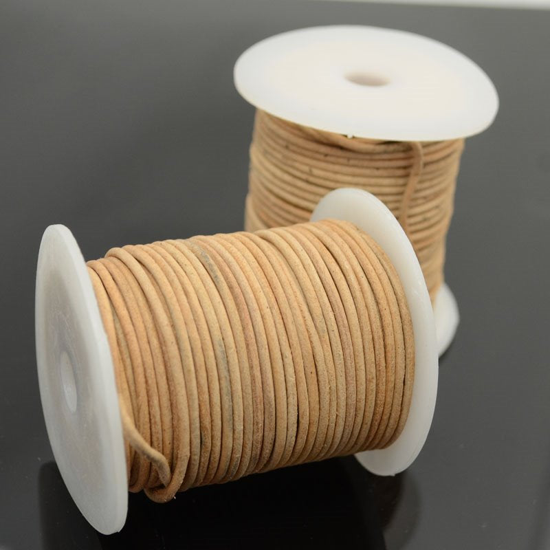 Stringing - 2mm Leather Cord - Natural (25 meters)