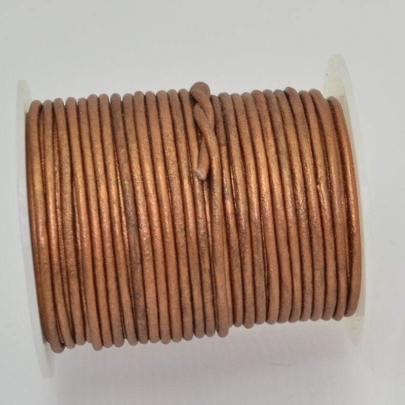 Stringing - 2mm Leather Cord - Bronze Metallic (25 meter Spool)