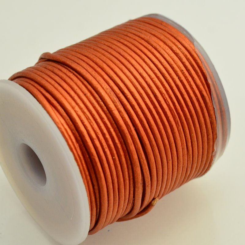 Stringing - 1.5mm Leather Cord - Copper Metallic (25 meter Spool)