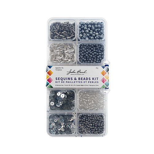 Sequins and Beads Kit - Assorted - Silver (Box)