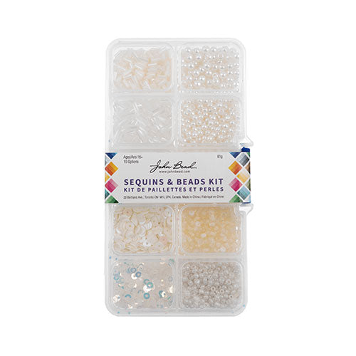 Sequins and Beads Kit - Assorted - Cream (Box)