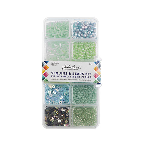 Sequins and Beads Kit - Assorted - Light Green (Box)