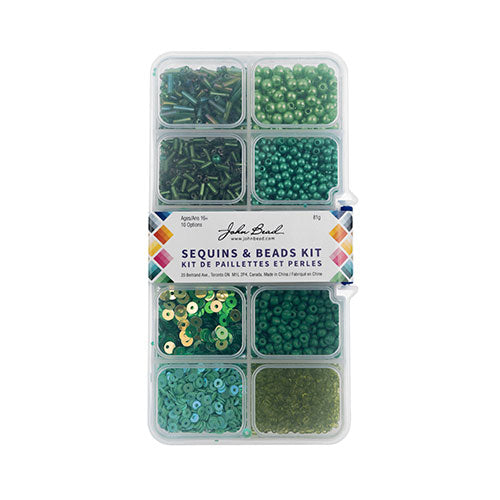 Sequins and Beads Kit - Assorted - Green (Box)