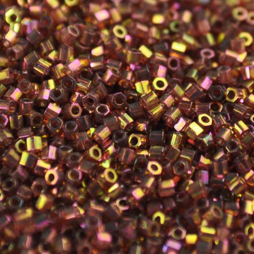Delica 15/0 Hex-cut Beads - dbc15-0103 - Dark Topaz Rainbow Gold Luster 5g