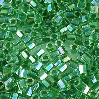 Delica 8/0 Hex-cut Beads - dblc0060 - Colour Lined Crystal Lime AB Dyed 5.2g