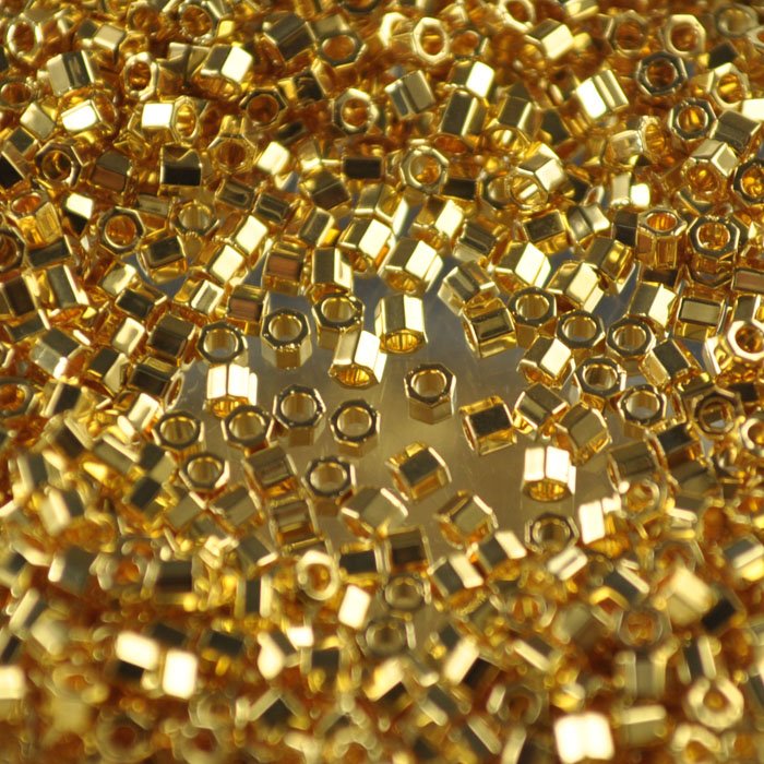 Delica 10/0 Hex-cut Beads - dbmc0031 - Gold 24kt Plated 3.3g