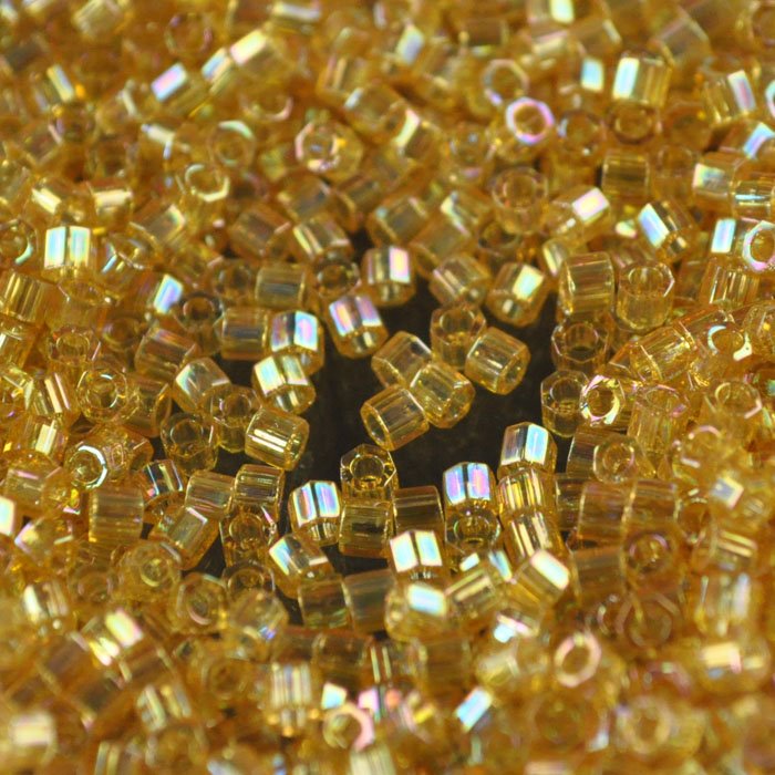 Delica 10/0 Hex-cut Beads - dbmc0100 - Transparent Light Topaz AB 5.2g
