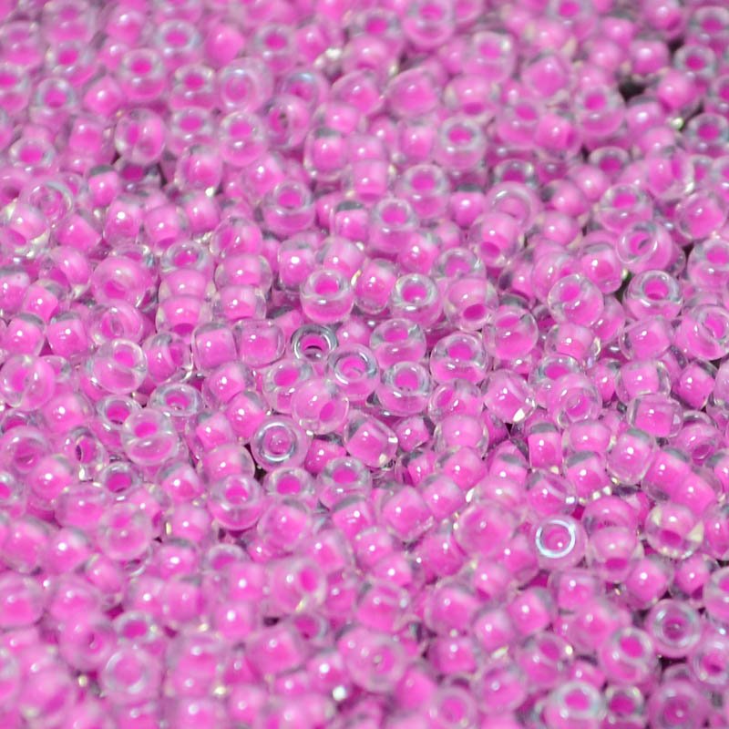 Miyuki Seed Beads 11/0 - mb11-4302 - Luminous Inside-Color Neon Fuchsia/Crystal