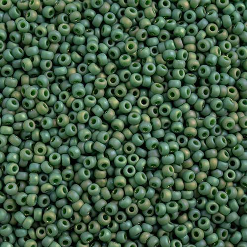 Miyuki Seed Beads 11/0 - mb11-4699 - Frosted Glazed/Rainbow Green Pine Matte AB