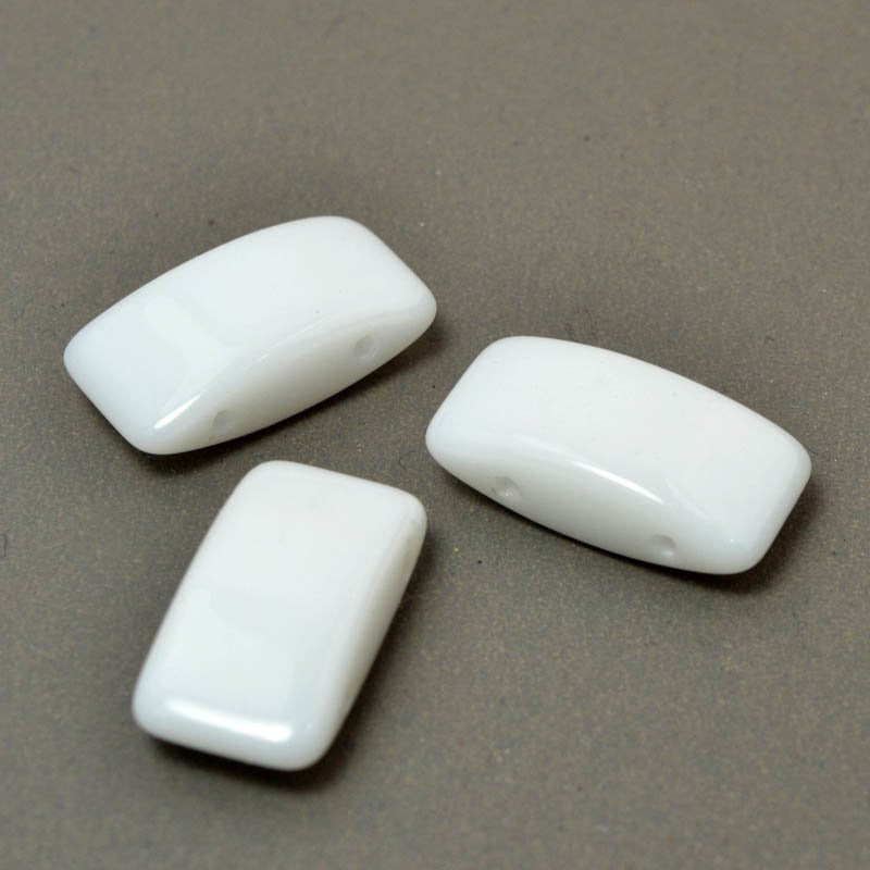 Czech Glass Beads - 2 Hole Carrier - White (strand 15)