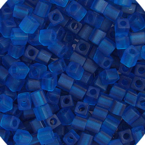 Miyuki Cube - 4mm - Transparent Capri Blue Frosted