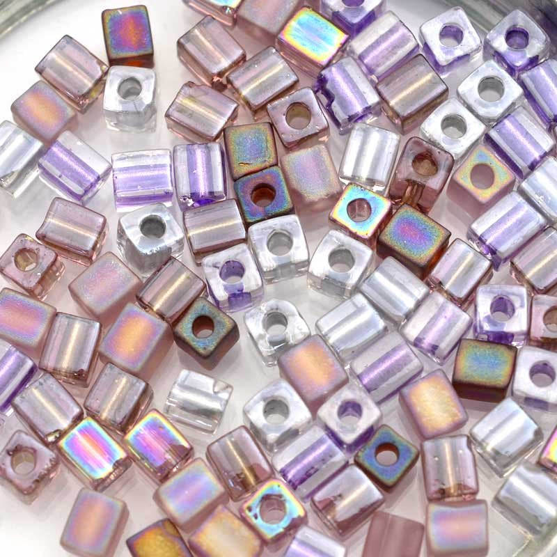 Miyuki Cube - 4mm - Lavender Nights Mix