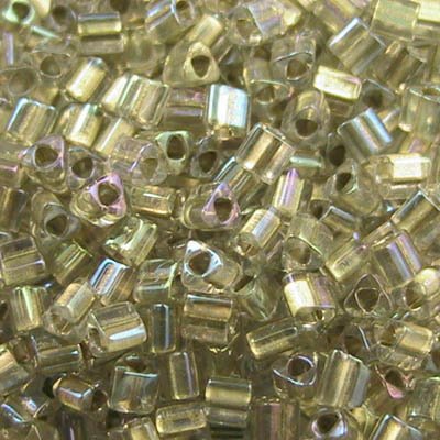 Toho Triangles - 11/0 - Colour Lined Crystal/Gold