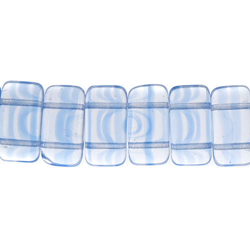 Czech Glass Beads -  2 Hole Carrier - Clear Blue Cloud (strand 15)