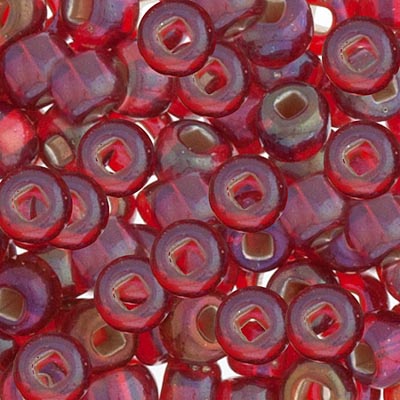 Czech Seed Beads - 2/0 - Transparent Red Silver Lined AB 22g