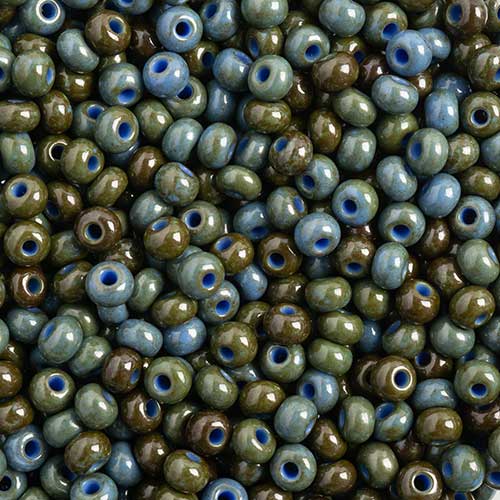 Czech Seed Beads - 6/0 - Medium Blue Travertine (22g)