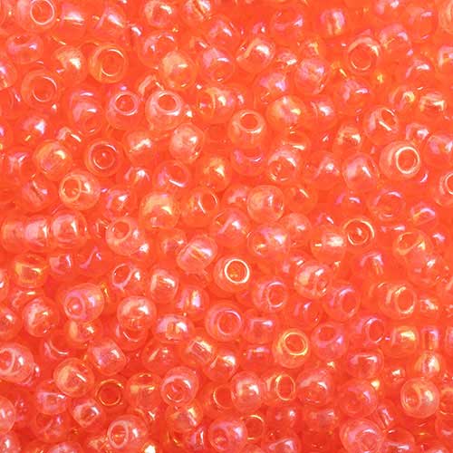 Czech Seed Beads - 10/0 - Transparent Salmon Pink Rainbow AB (22g)