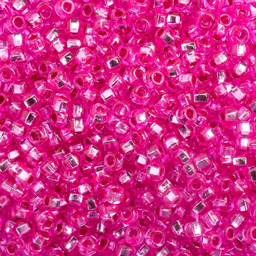 Czech Seed Beads - 10/0 - Silver Lined Fuchsia Dyed (22g)