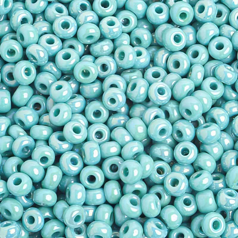 Czech Seed Beads - 6/0 - Opaque Turquoise AB (20g)