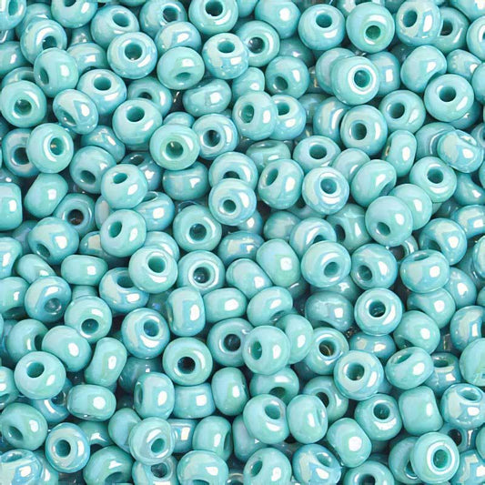 Czech Seed Beads - 6/0 - Opaque Turquoise AB (20g)