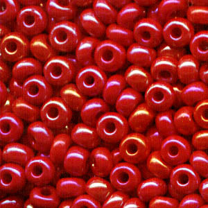 Czech Seed Beads - 6/0 - Opaque Medium Red AB (20g)