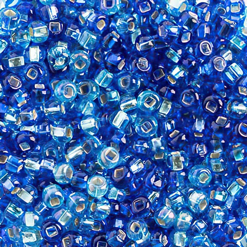 Czech Seed Beads - 6/0 - Silver Lined Blue/Aqua Mix (20g)