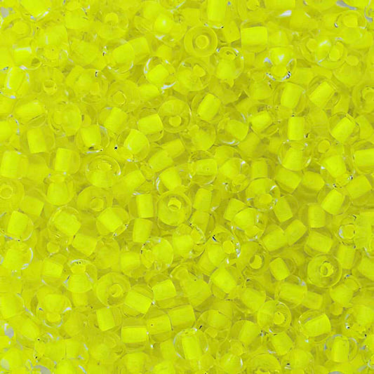 Czech Seed Beads - 6/0 - Crystal Colour-lined Neon Yellow (20g)