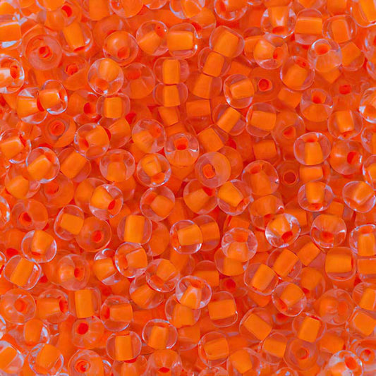 Czech Seed Beads - 6/0 - Crystal Colour-lined Neon Orange (20g)