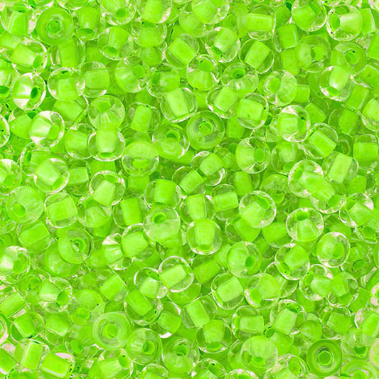 Czech Seed Beads - 6/0 - Crystal Colour-lined Neon Green (20g)