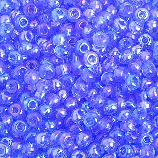 Czech Seed Beads - 6/0 - Transparent Iris Light Blue  (20g)