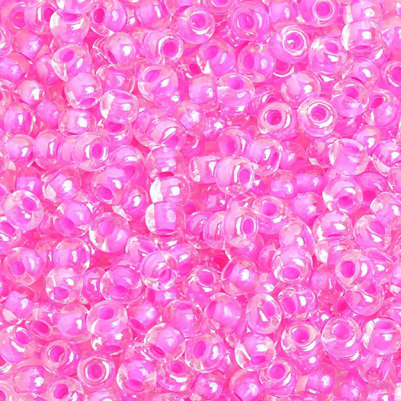 Czech Seed Beads - 6/0 - Colour Lined Fuchsia/ Crystal (20g)