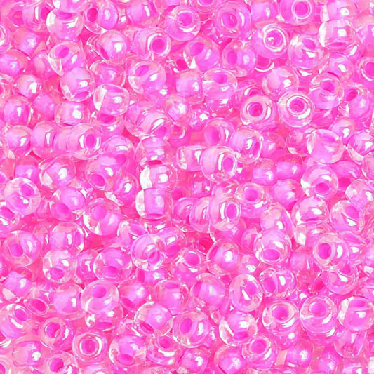 Czech Seed Beads - 6/0 - Colour Lined Fuchsia/ Crystal (20g)