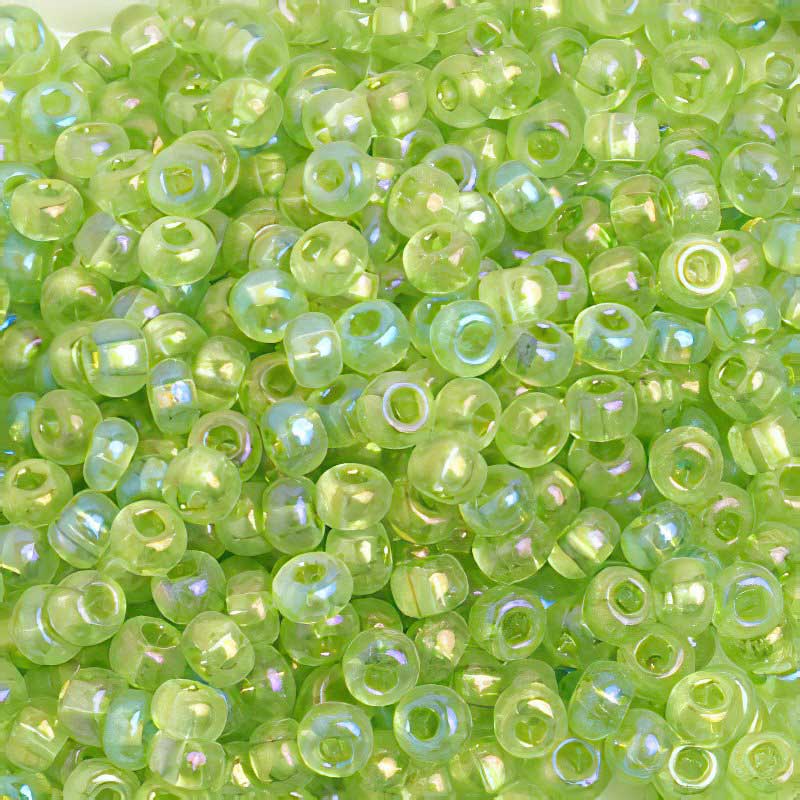 Czech Seed Beads - 6/0 - Transparent Light Green Rainbow AB (20g)