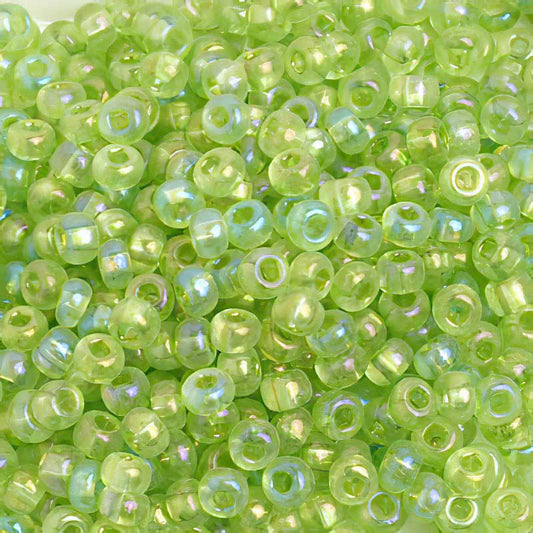 Czech Seed Beads - 6/0 - Transparent Light Green Rainbow AB (20g)