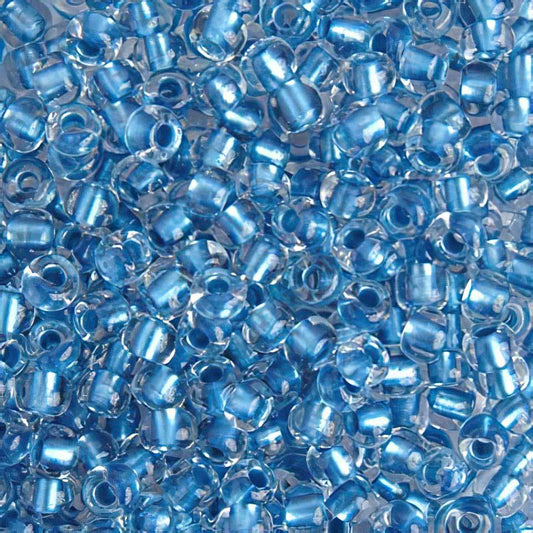Czech Seed Beads - 6/0 - Colour lined Crystal/Blue Metallic (20g)