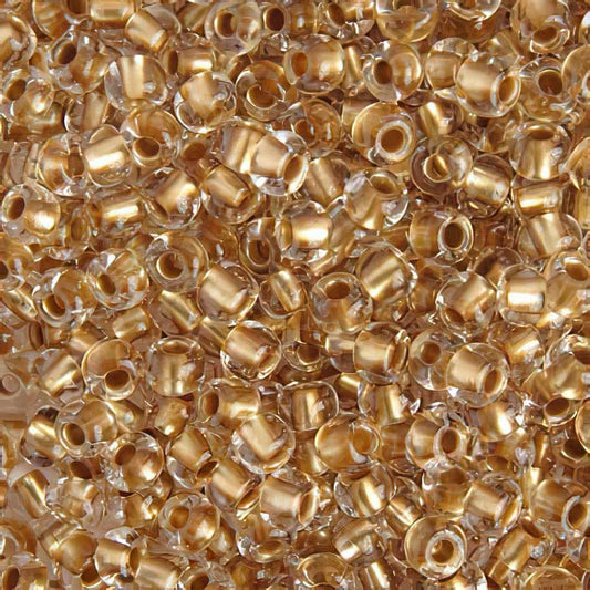 Czech Seed Beads - 6/0 - Colour lined Crystal/Gold Metallic (20g)