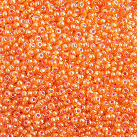 Czech Seed Beads - 6/0 - Colour Lined Topaz/Hot Pink (20g)
