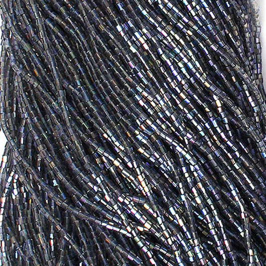 Czech Cut Seedbeads - 10/0 - Transparent Black Diamond AB (hank)