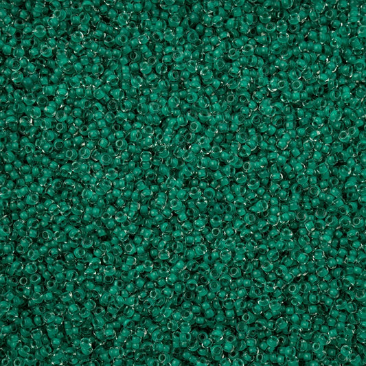 Czech Seed Beads - 11/0 - Crystal Color Lined Terra Intensive Dark Green