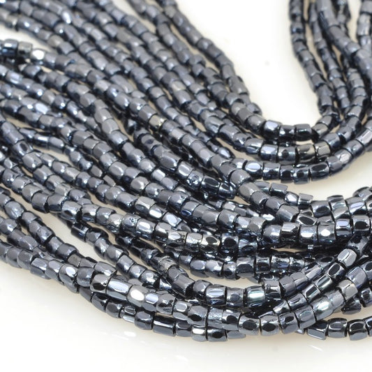 Czech Cut Seedbeads - 9/0 - Metallic Gunmetal (hank)