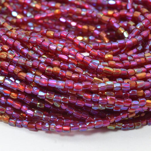Czech Cut Seedbeads - 9/0 - Transparent Red Iris (hank)